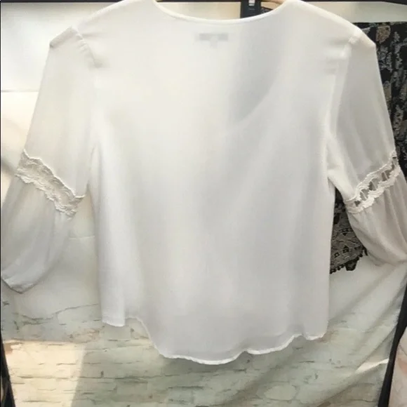 Naked Zebra Boho Chic Surplice Draped Chiffon Long Sleeve Blouse - Picture 5 of 9